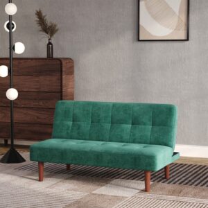 4ft Wide Modern 3 Seater Padded Convertible Sofa Bed with Wooden Legs