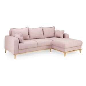 Buxton Right Hand Fabric Corner Sofa In Pink