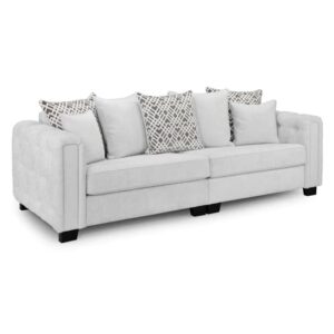 Galtur Fabric 4 Seater Sofa In Light Grey With Wooden Legs