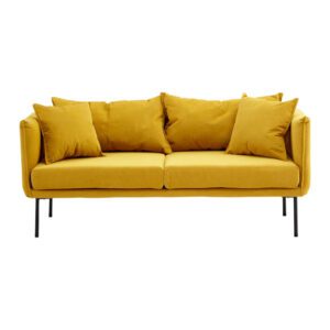 Koper Fabric 2 Seater Sofa In Yellow With Black Legs
