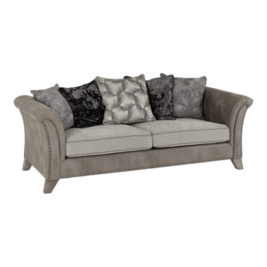 Greeley Fabric 3 Seater Sofa In Silver And Grey