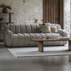 Caen Fabric 3 Seater Sofa In Cream
