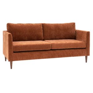 Girona Fabric 3 Seater Sofa In Rust With Wooden Legs