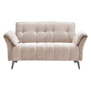 Agios Fabric 2 Seater Sofa In Champagne With Black Chromed Legs