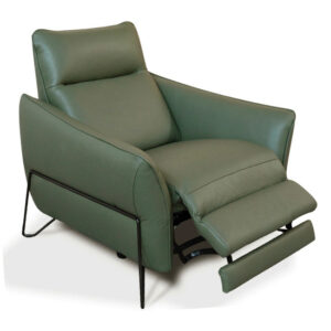 Brixen Electric Leather Recliner Armchair In Green
