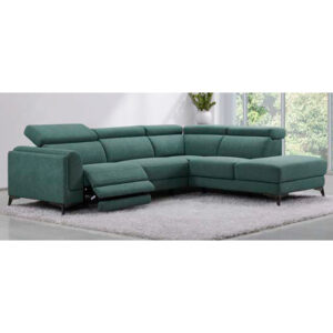 Cannes Electric Recliner Fabric Corner Sofa Left Hand In Green
