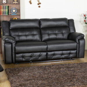 Essen Electric Leather Recliner 3 Seater Sofa In Black