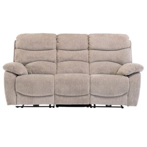 Toccoa Fabric Electric Recliner 3 Seater Sofa In Mink