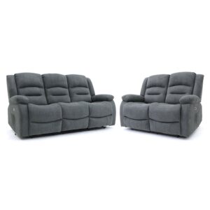 Alta Fabric Electric Recliner 3+2 Seater Sofa Set In Graphite