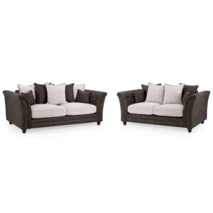 Bellvue Faux Leather 3+2 Seater Sofa Set In Grey