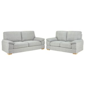 Benton Fabric 3+2 Seater Sofa Set In Silver