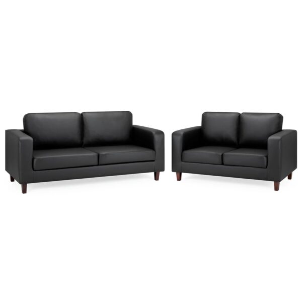 Boston Leather 3+2 Seater Sofa Set In Black