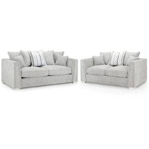 Conyers Fabric 3+2 Seater Sofa Set In Grey