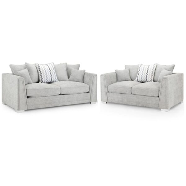 Conyers Fabric 3+2 Seater Sofa Set In Grey
