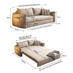 Cottonfy Upgrade Adjustable Multifunctional 3 Seater Sofa Bed with Storage Space