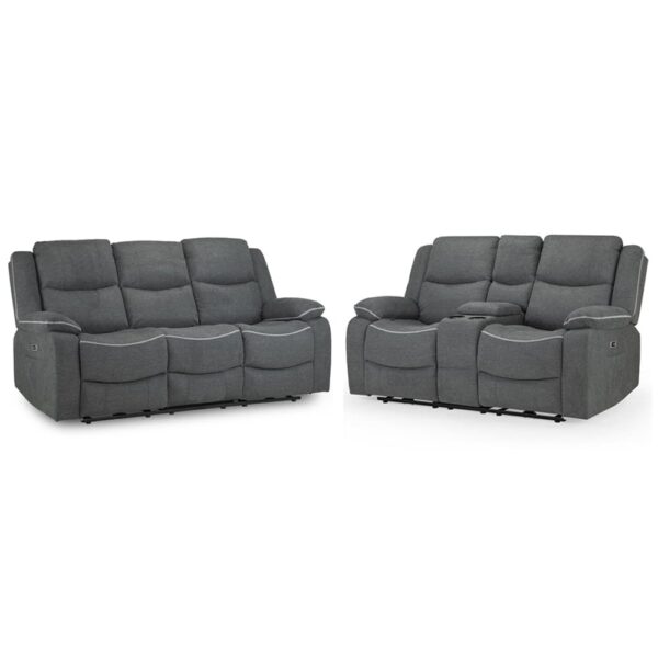 Harris Fabric Electric Recliner 3+2 Seater Sofa Set In Graphite