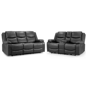 Harris Faux Leather Electric Recliner 3+2 Seater Sofa Set In Black