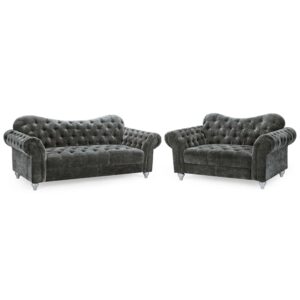 Jupiter Fabric 3+2 Seater Sofa Set In Charcoal