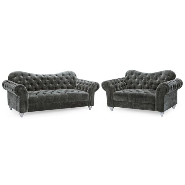 Jupiter Fabric 3+2 Seater Sofa Set In Charcoal