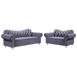Jupiter Fabric 3+2 Seater Sofa Set In Cool Grey