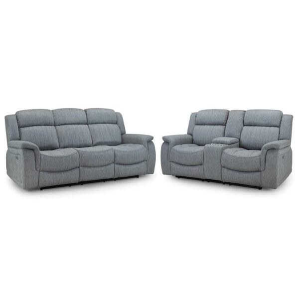 Lindsay Fabric Electric Recliner 3+2 Seater Sofa Set In Grey