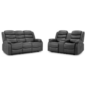 Ottawa Faux Leather Electric Recliner 3+2 Seater Sofa Set In Grey