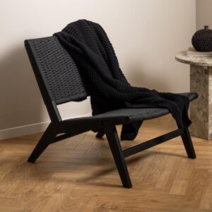 Camrose Weaved Pattern Lounge Chair In Matt Black