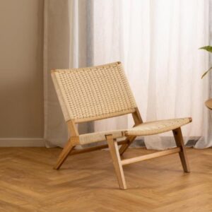 Camrose Weaved Pattern Lounge Chair In Off White