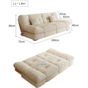 Cottonfy Upgrade Cream Cloud Double Folding Sofa Bed with Storage