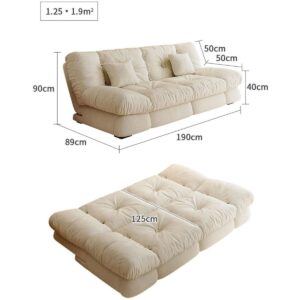 Cottonfy Upgrade Cream Cloud Double Folding Sofa Bed with Storage