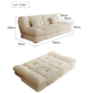 Cottonfy Upgrade Cream Cloud Double Folding Sofa Bed with Storage