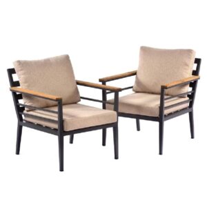 Peoria Teak Wooden Sofa Chairs In Pair