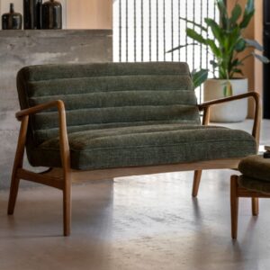 Dotson Fabric 2 Seater Sofa With Wooden Frame In Green
