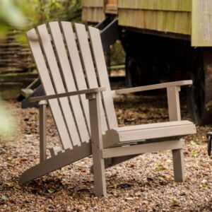Silvis Outdoor Wooden Lounge Chair In Taupe