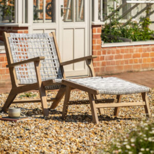 Visalia Outdoor Rattan Lounge Chair With Footstool In Natural