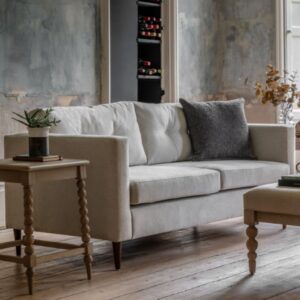 Wantagh Fabric 3 Seater Sofa With Oak Legs In Light Grey
