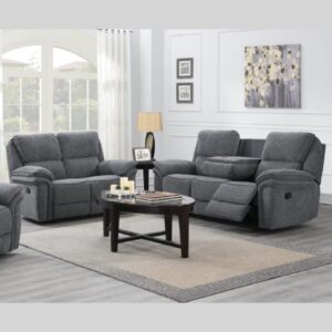 Brela Fabric Recliner 3+2 Seater Sofa Set In Dark Grey
