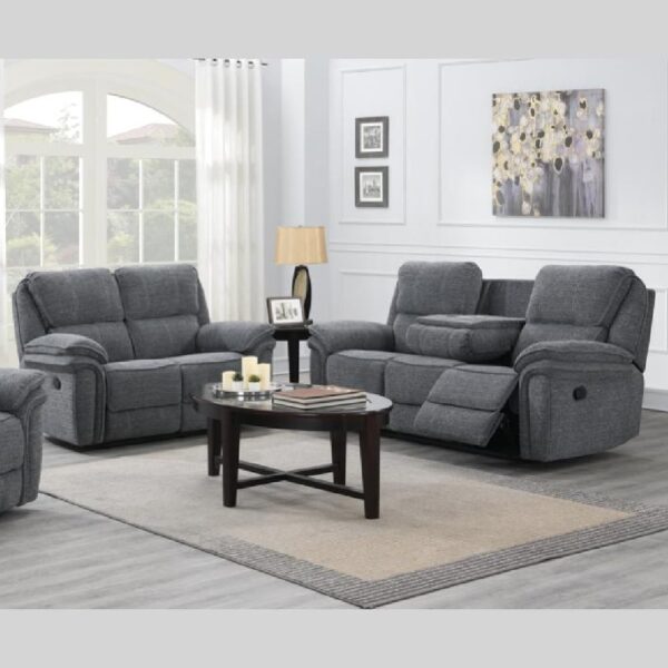 Brela Fabric Recliner 3+2 Seater Sofa Set In Dark Grey