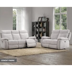 Caguas Fabric Recliner 3+2 Seater Sofa Set In Cement