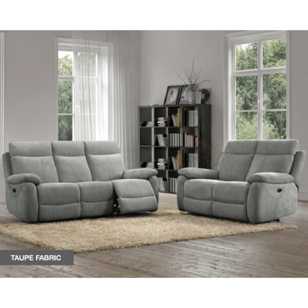 Caguas Fabric Recliner 3+2 Seater Sofa Set In Taupe