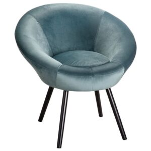 Fostoria Fabric Armchair With Metal Legs In Teal