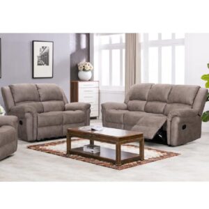 Girona Fabric Recliner 3+2 Seater Sofa Set In Taupe