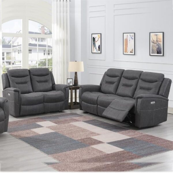 Hasselt Fabric Electric Recliner 3+2 Seater Sofa Set In Grey