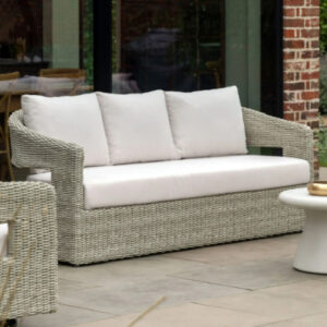 Hewitt Outdoor Rattan 3 Seater Sofa With Cushion In Grey