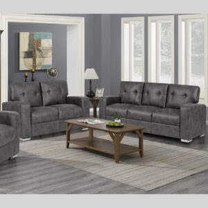 Hobart Fabric 3+2 Seater Sofa Set In Dark Grey