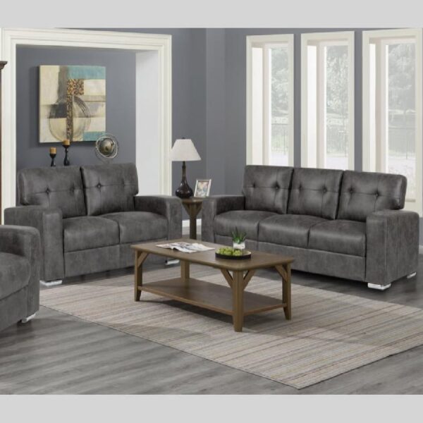Hobart Fabric 3+2 Seater Sofa Set In Dark Grey