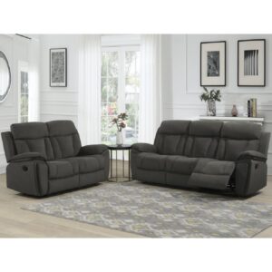 Killeen Fabric Recliner 3+2 Seater Sofa Set In Chocolate