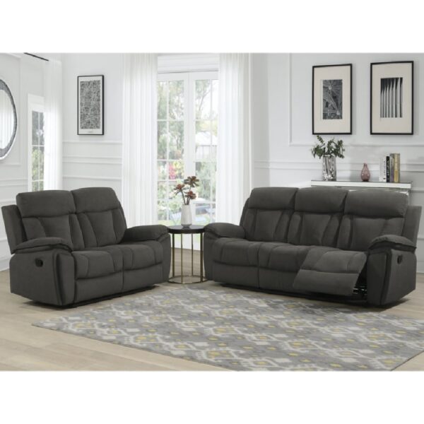 Killeen Fabric Recliner 3+2 Seater Sofa Set In Chocolate