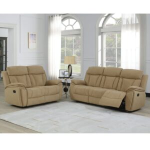 Killeen Fabric Recliner 3+2 Seater Sofa Set In Sand