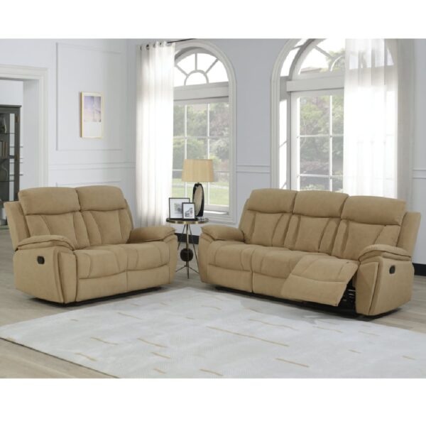 Killeen Fabric Recliner 3+2 Seater Sofa Set In Sand